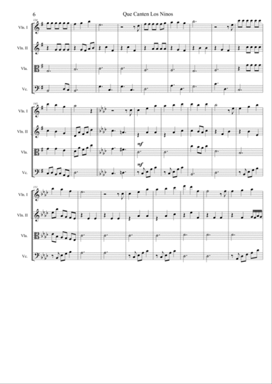 Que Canten Los Ninos Que Canten Los Ninos String Quartet scores gallery preview page 6