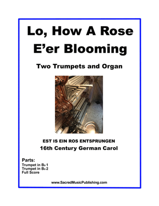 Book cover for Lo, How A Rose E’er Blooming - Two Trumpets and Organ