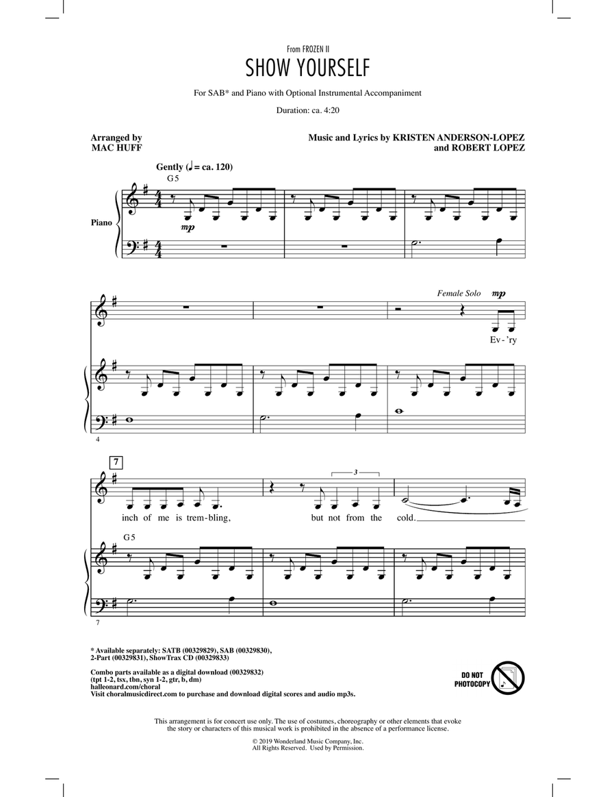 Show Yourself (from Disney's Frozen 2) (arr. Mac Huff) 3-Part scores gallery preview page 1