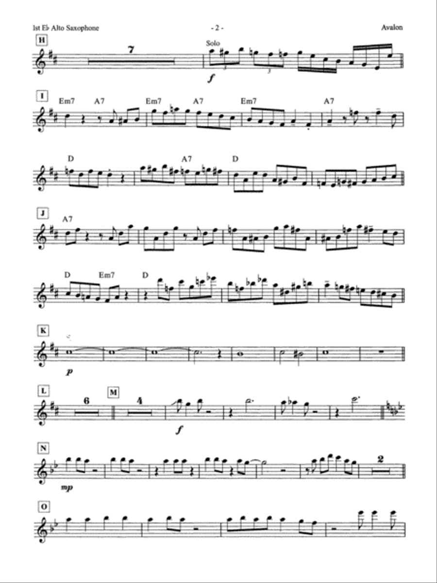 Avalon: E-flat Alto Saxophone Jazz Ensemble scores gallery preview page 2