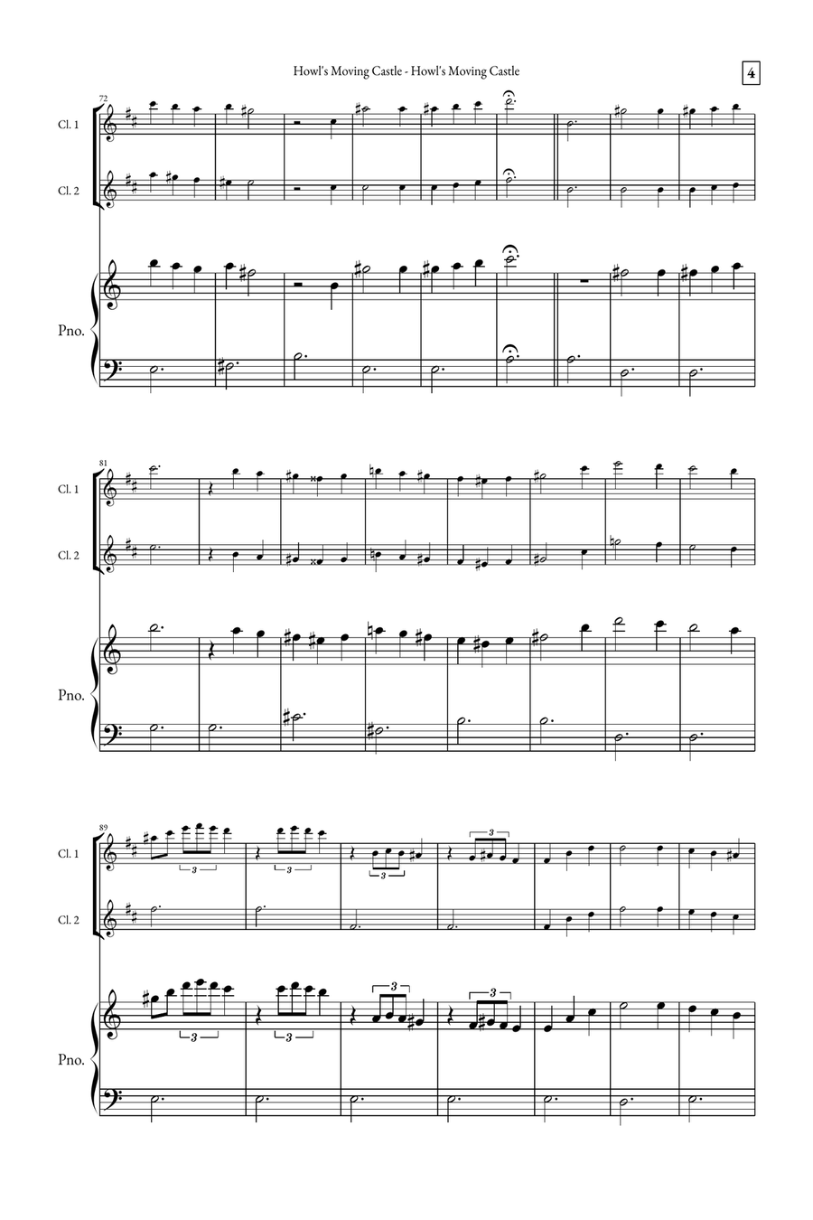Howl's Moving Castle Woodwind Duet scores gallery preview page 4