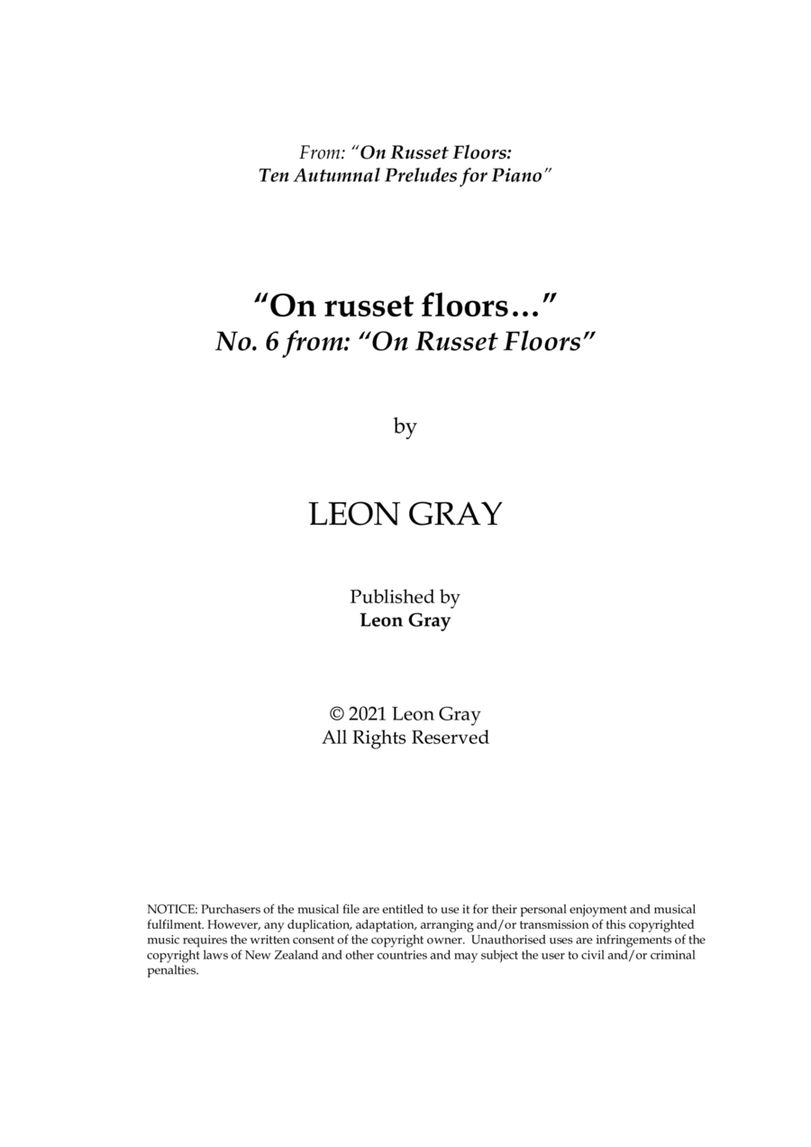 On Russet Floors, On Russet Floors (No. 6), Leon Gray Piano Solo scores gallery preview page 1