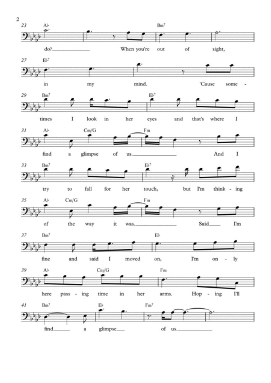 Glimpse Of Us Cello Solo scores gallery preview page 2