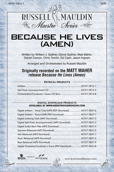 Because He Lives (Amen) Split Track Accompaniment CD image number null