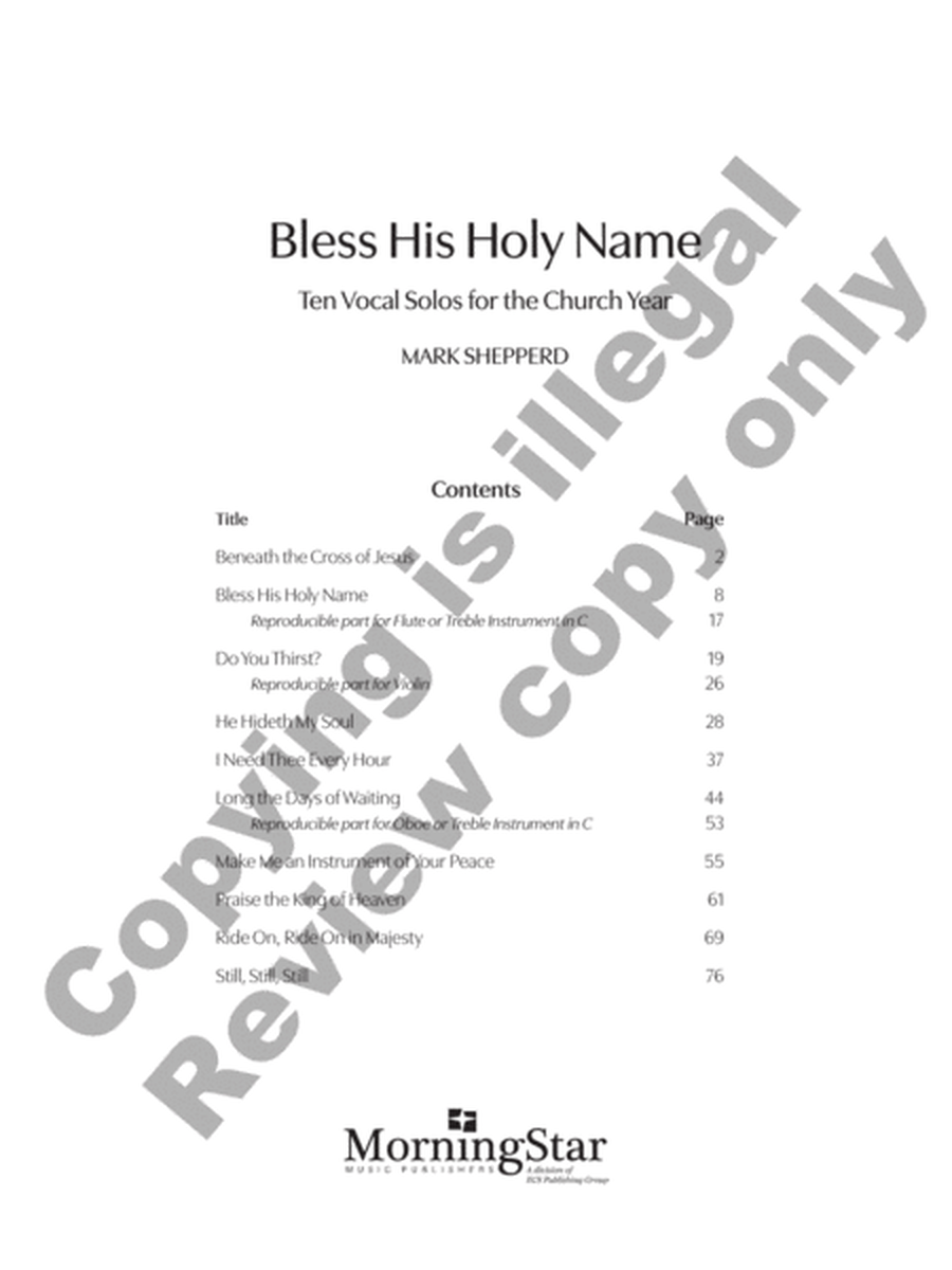 Bless His Holy Name: Ten Vocal Solos for the Church Year