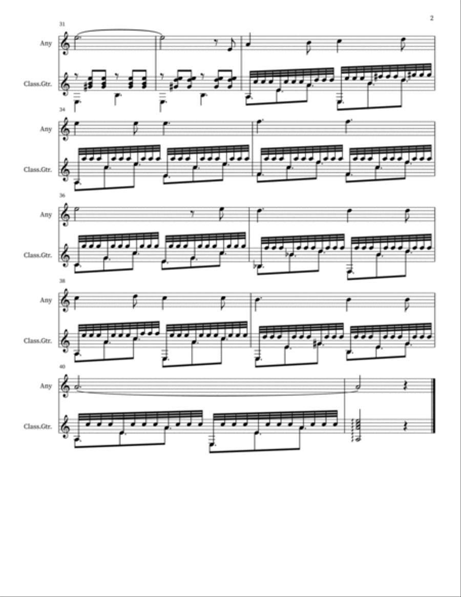 莫爾道河 (Smetana - Má Vlast: 2. Die Moldau) Acoustic Guitar scores gallery preview page 2