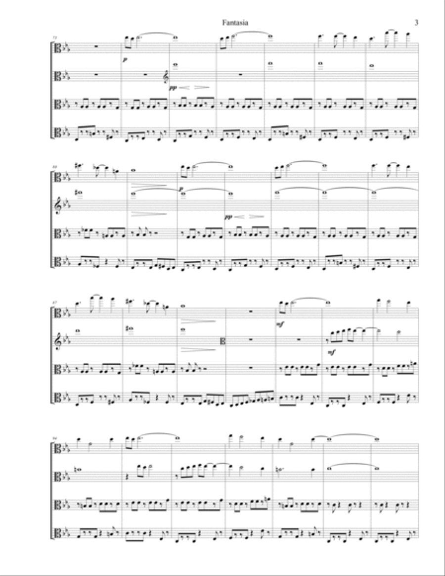 Fantasia on Mille Regretz for viola quartet (score and parts)