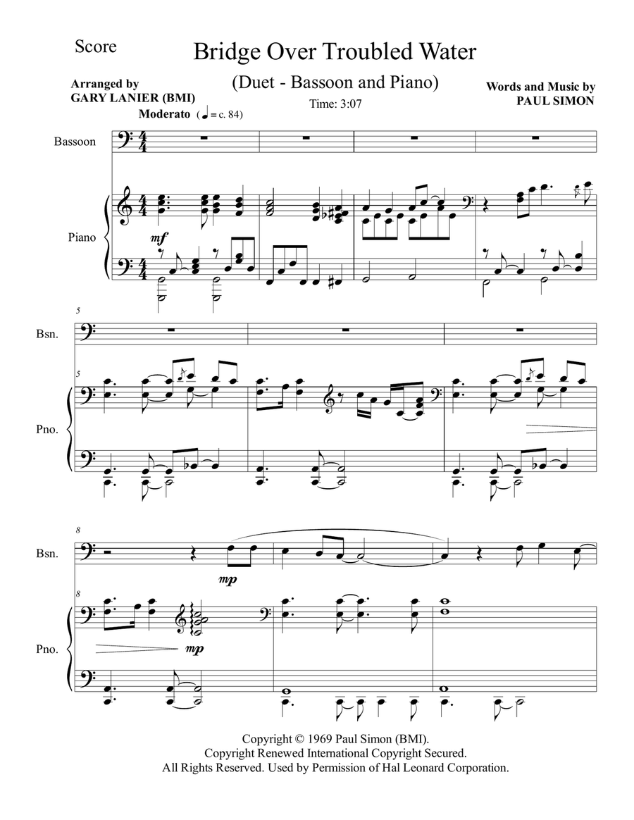 Bridge Over Troubled Water Bassoon scores gallery preview page 2