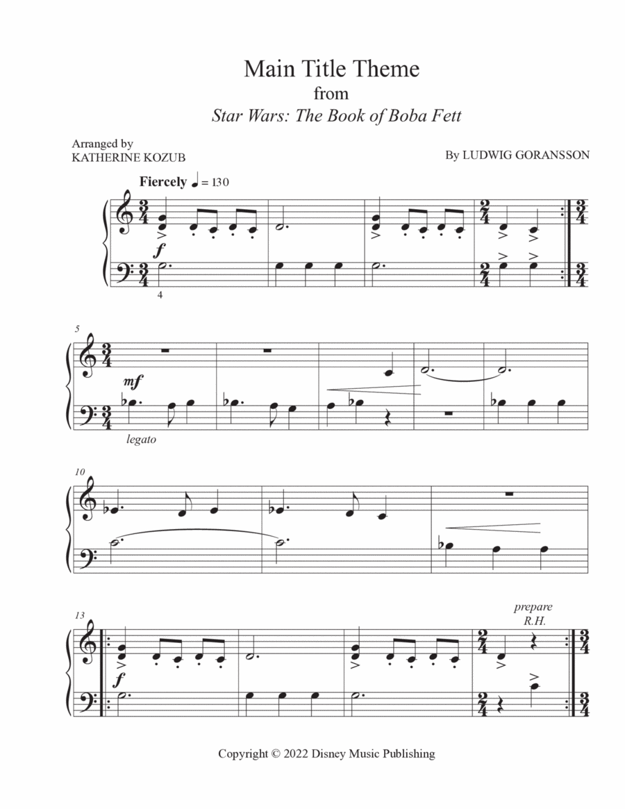 The Book Of Boba Fett Main Title Theme Piano Method scores gallery preview page 1
