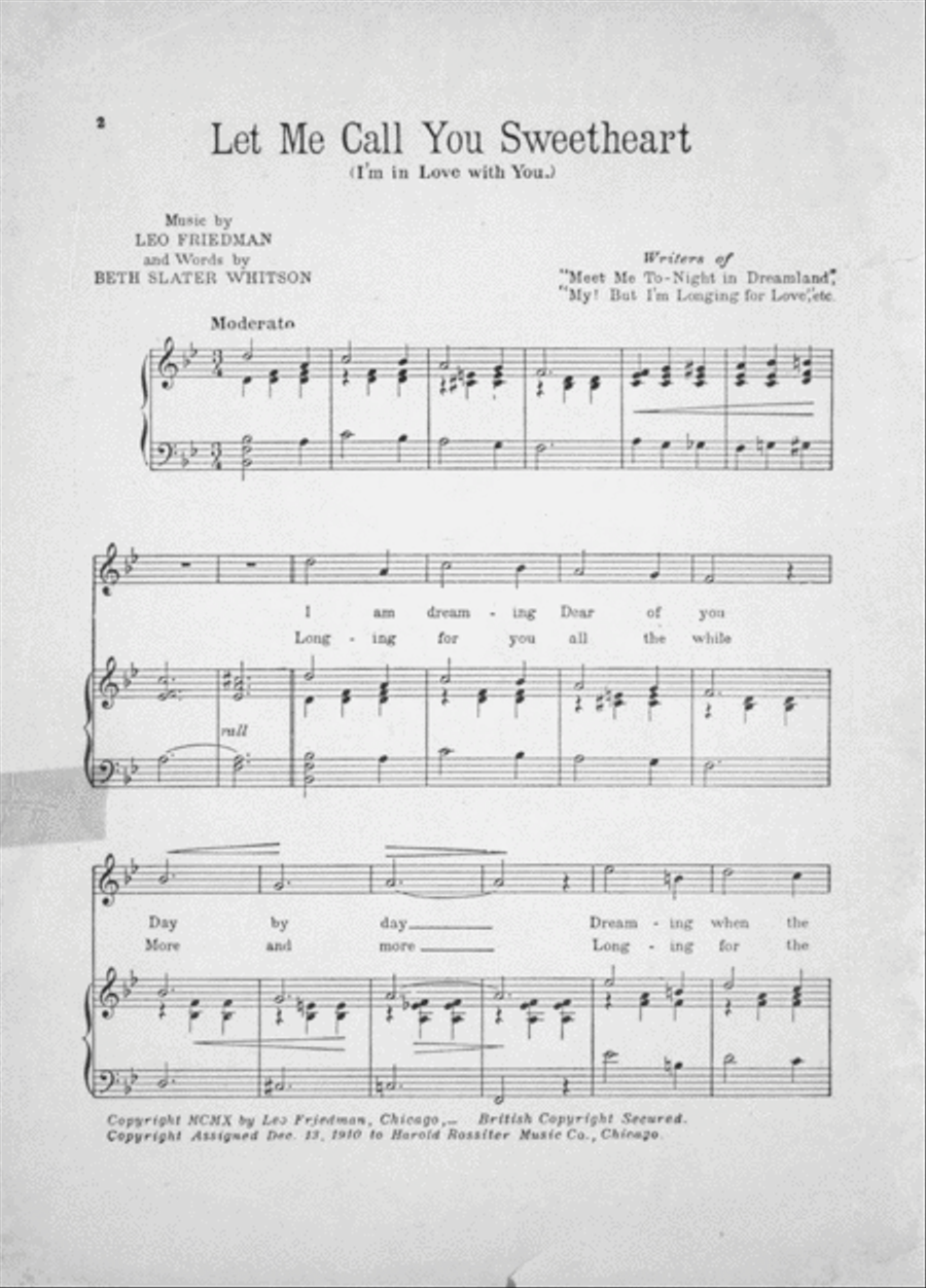 Let Me Call You Sweetheart Voice scores gallery preview page 2