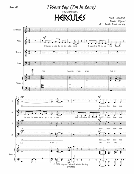 I Won't Say (I'm In Love) SATB image number null