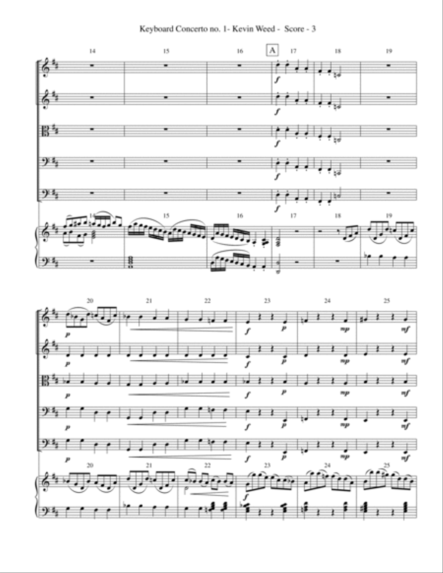 Keyboard Concerto 1 in D String Orchestra scores gallery preview page 3