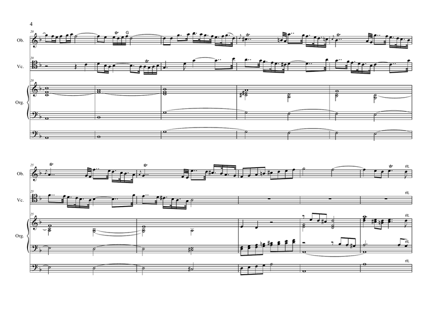 ADAGIO - D. Zipoli - Arr. for Oboe, Cello and organ. With parts. Small Ensemble scores gallery preview page 4