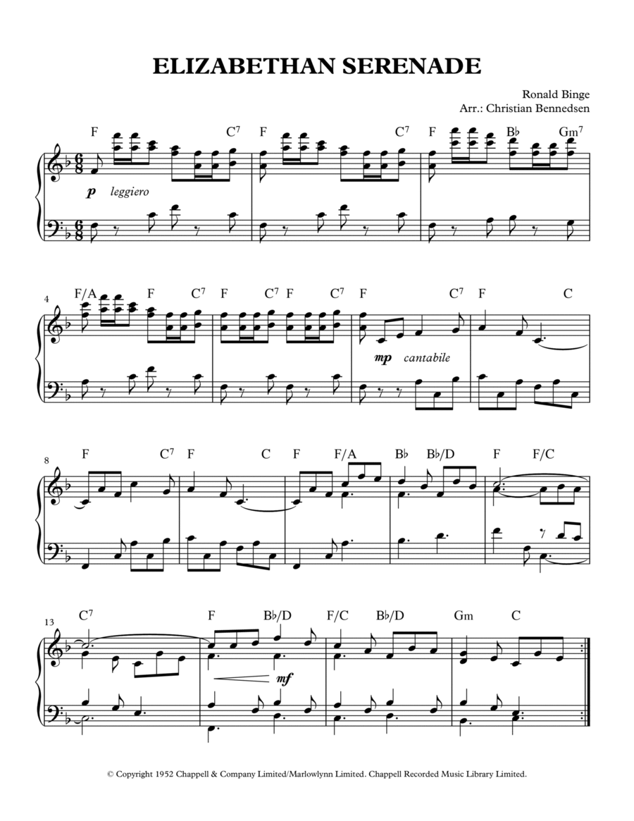 Elizabethan Serenade Piano Solo scores gallery preview page 1
