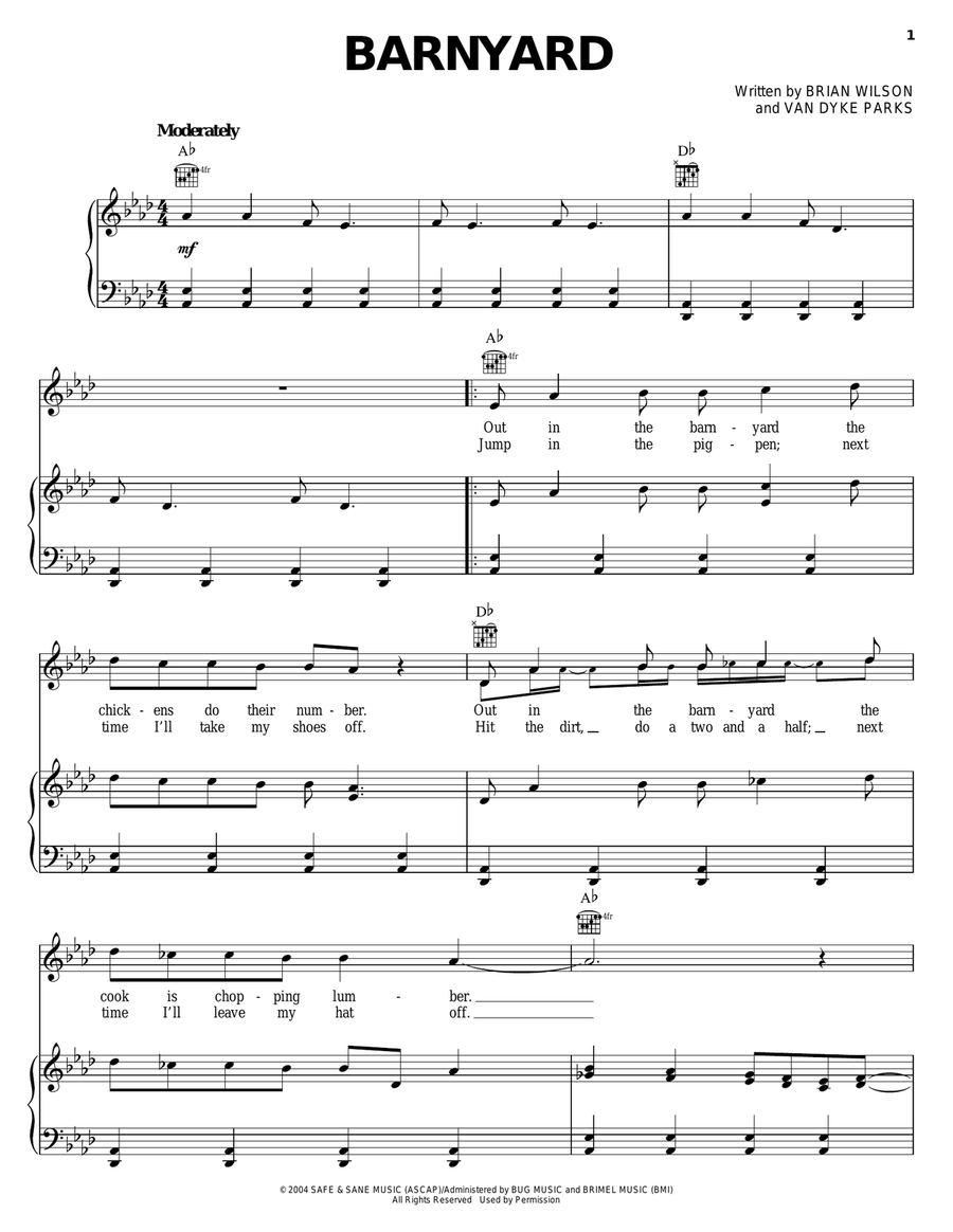 Barnyard Piano, Vocal, Guitar scores gallery preview page 1