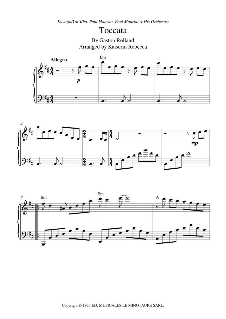 Toccata Piano Solo scores gallery preview page 1