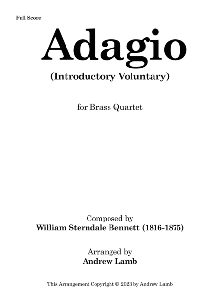 Adagio (by William Sterndale Bennett, arr for Brass Quintet) image number null