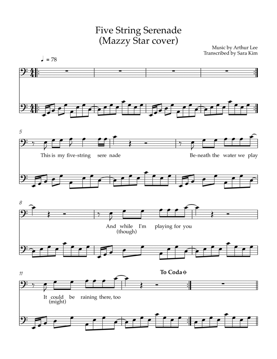 Five String Serenade Guitar scores gallery preview page 1