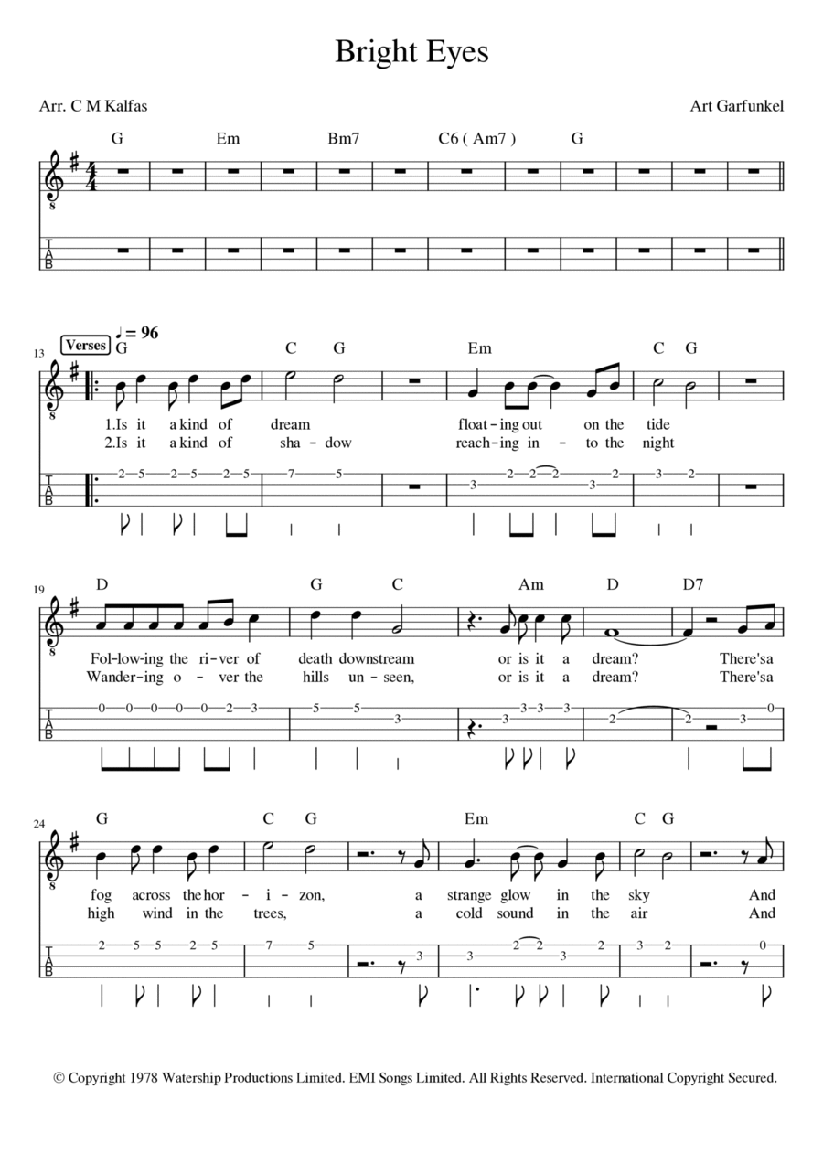 Bright Eyes Ukulele scores gallery preview page 1
