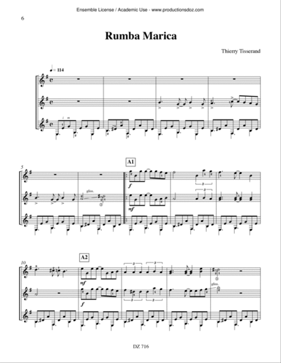 Mister Ioso Song, Rumba Marica Guitar Ensemble scores gallery preview page 6