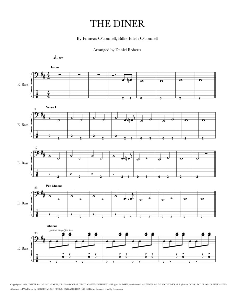 The Diner Guitar Tablature scores gallery preview page 1