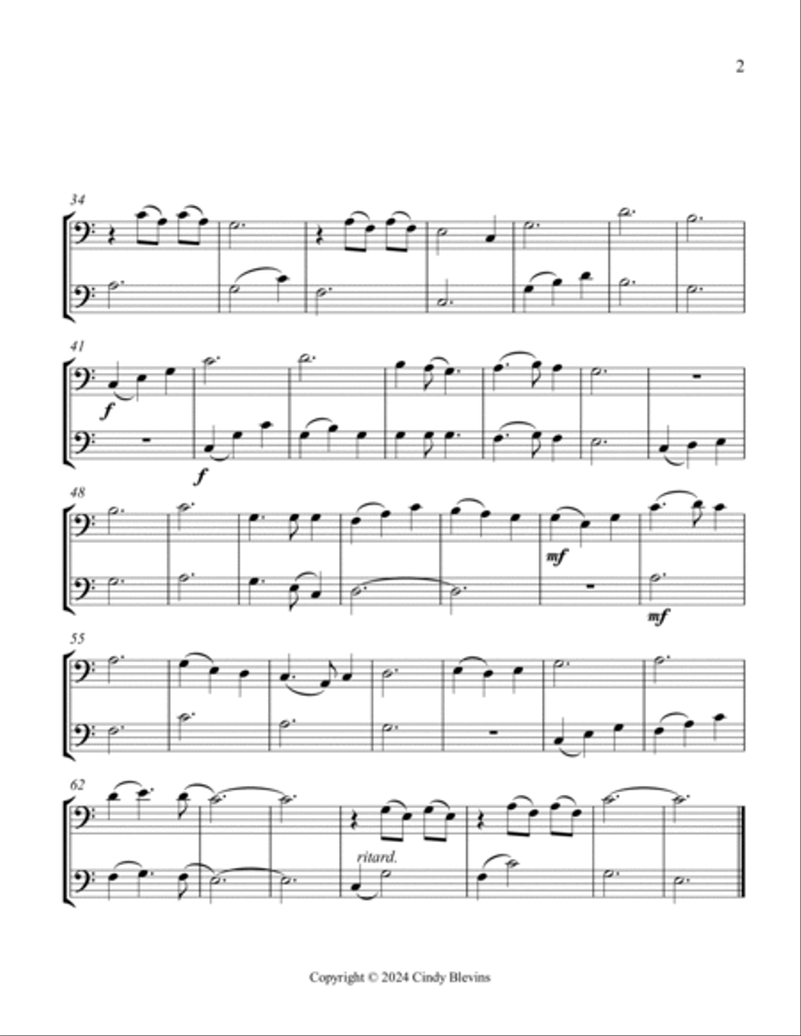 Morning Has Broken, for Trombone Duet Trombone Duet scores gallery preview page 3