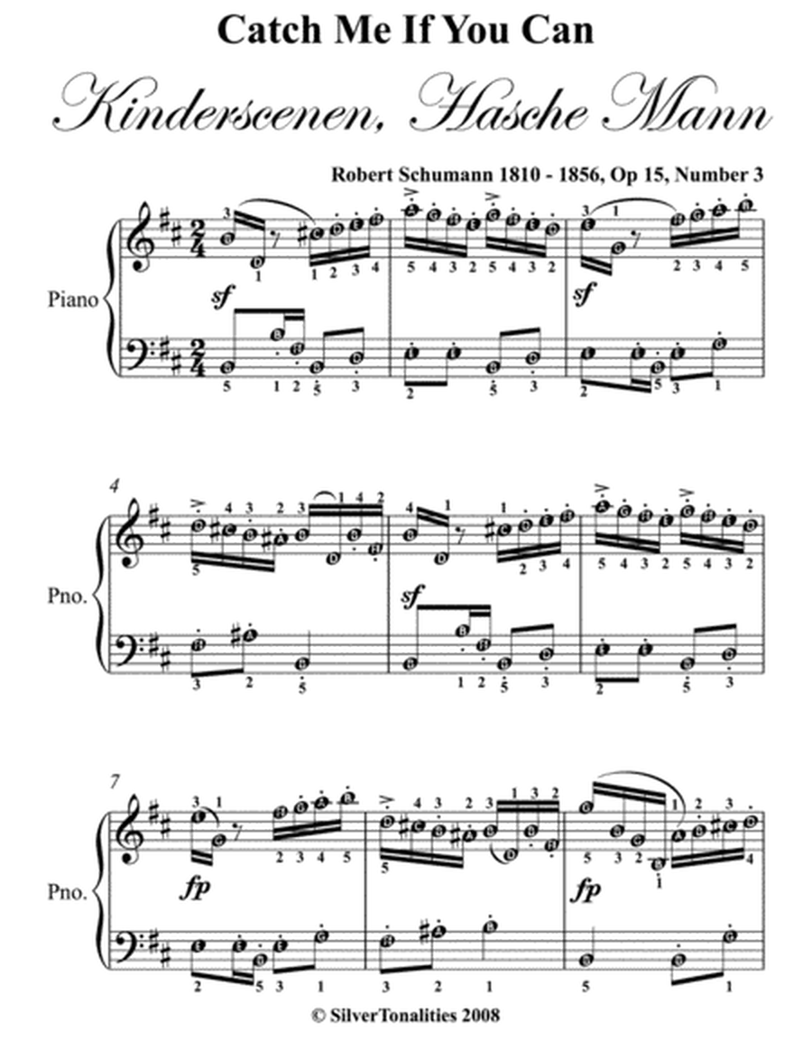 Catch Me If You Can Opus 15 Number 3 Easy Piano Sheet Music