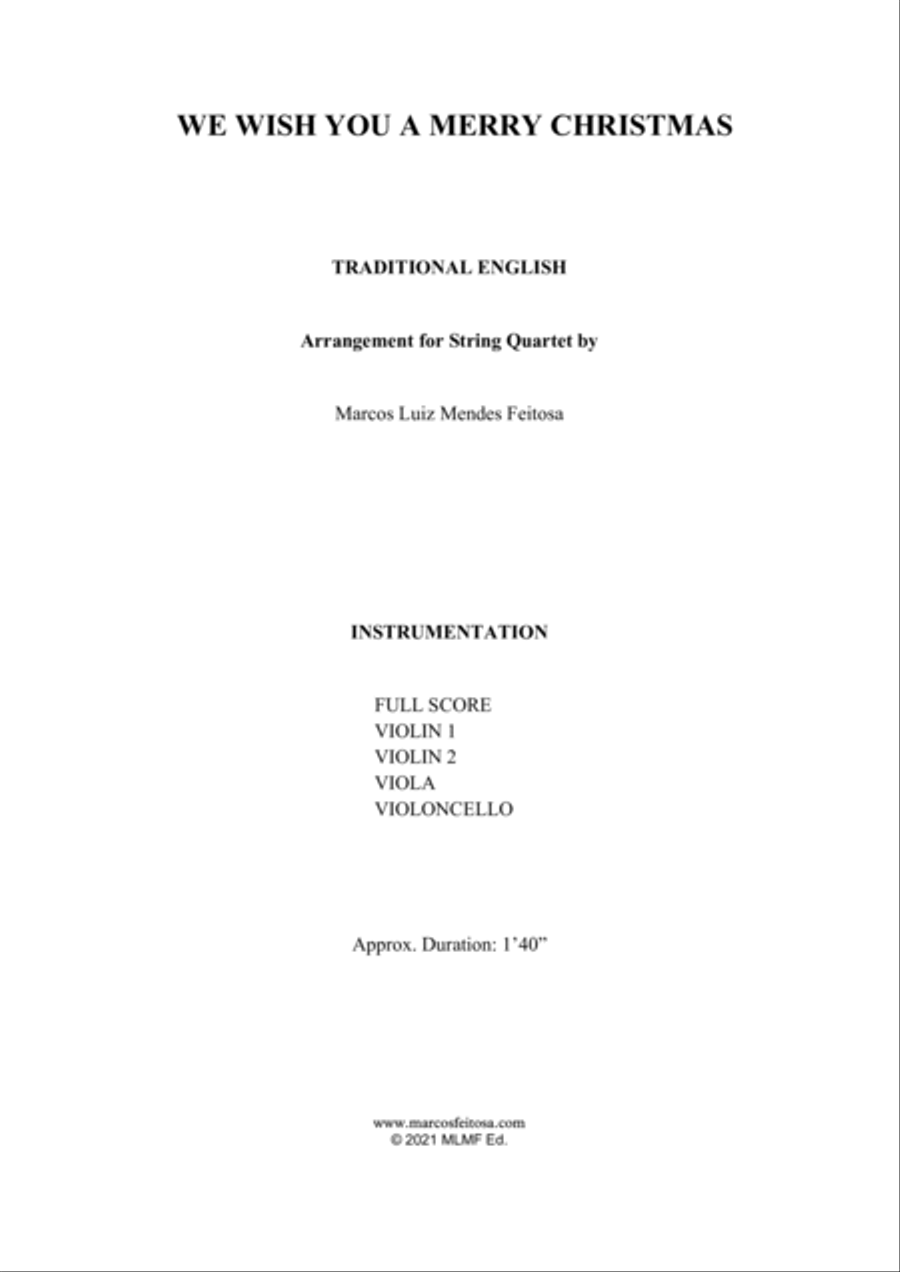 We Wish You A Merry Christmas - String Quartet String Quartet scores gallery preview page 2