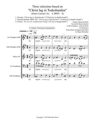 Three selections based on "Christ lag in Todesbanden" (Brass Quintet - 2 Trp, 1 Hrn, 2 Trb)