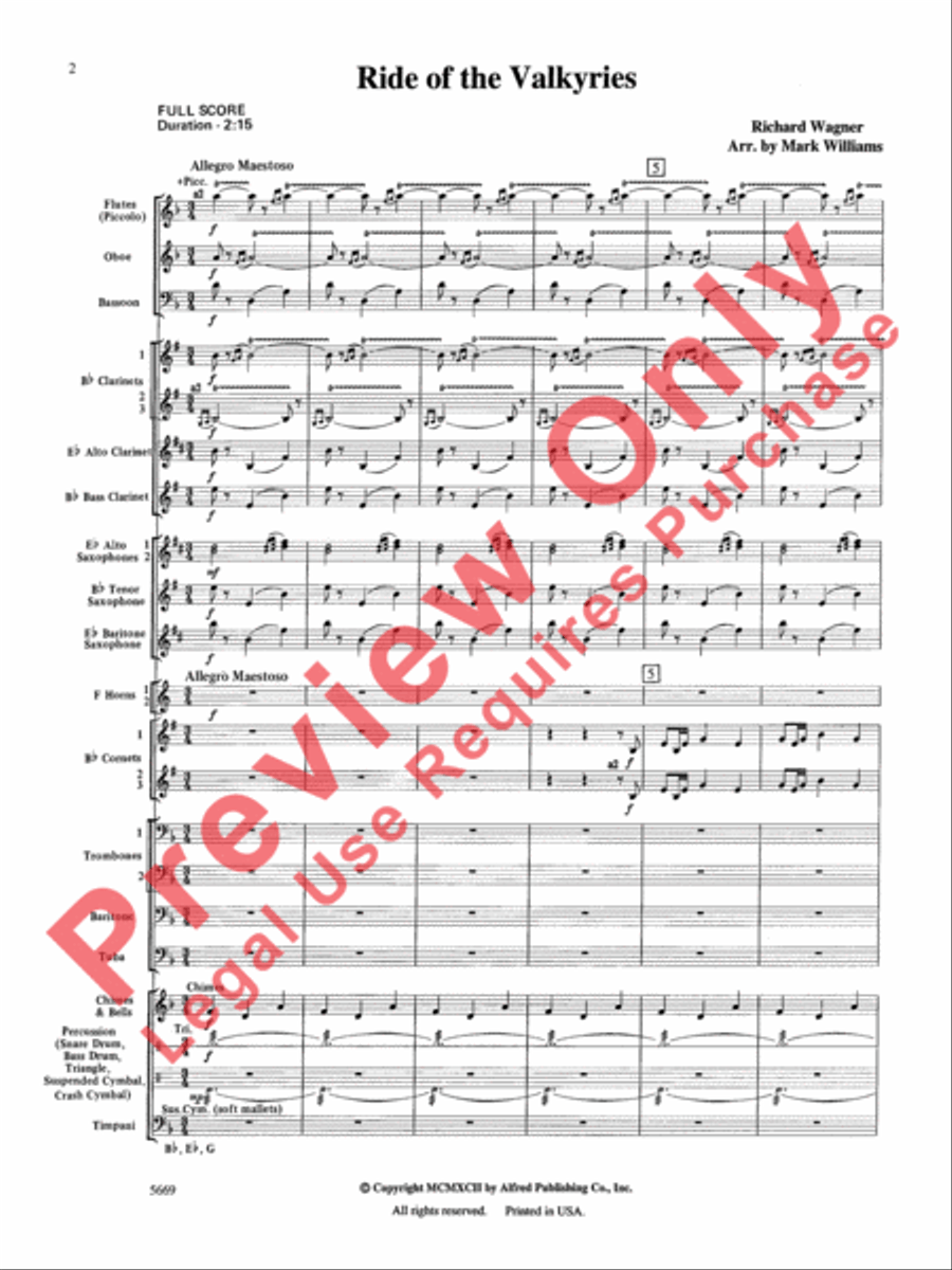 Ride of the Valkyries Concert Band scores gallery preview page 3