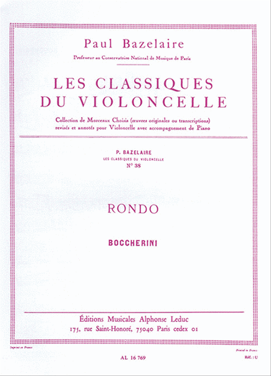 Rondo, for Cello and Piano Piano Accompaniment scores gallery preview page 1