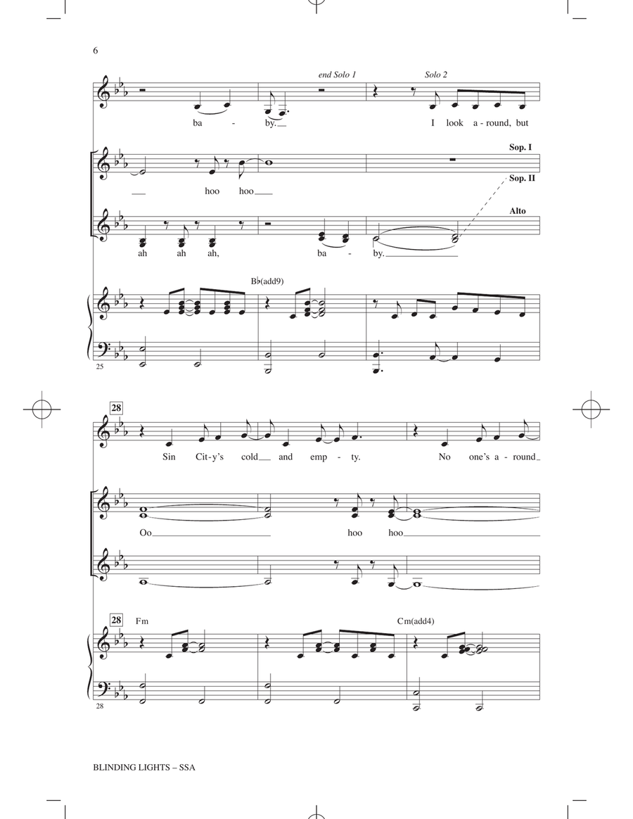Blinding Lights (arr. Mark Brymer) SSA scores gallery preview page 5
