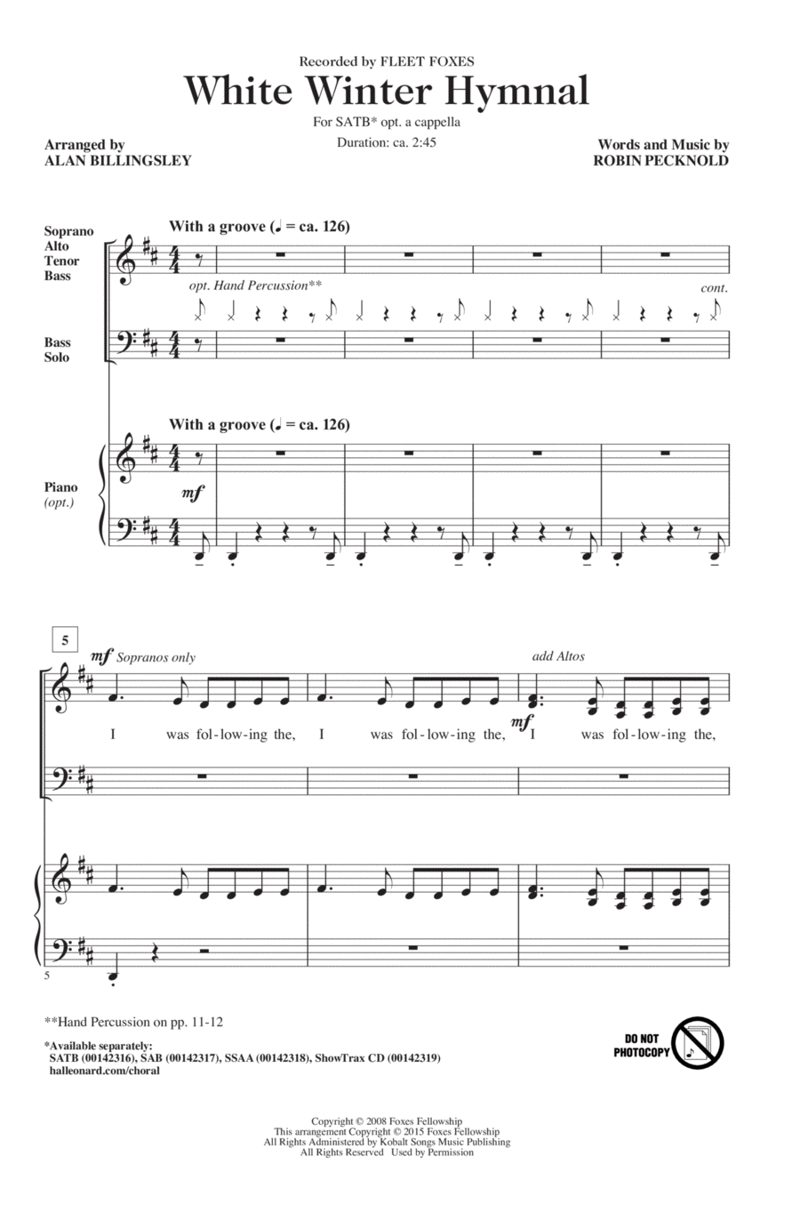 White Winter Hymnal (arr. Alan Billingsley) 4-Part scores gallery preview page 1