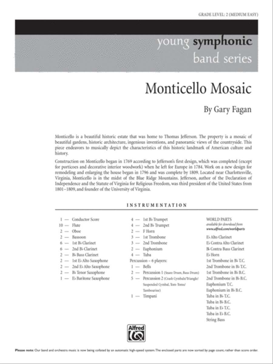 Monticello Mosaic: Score Concert Band scores gallery preview page 1