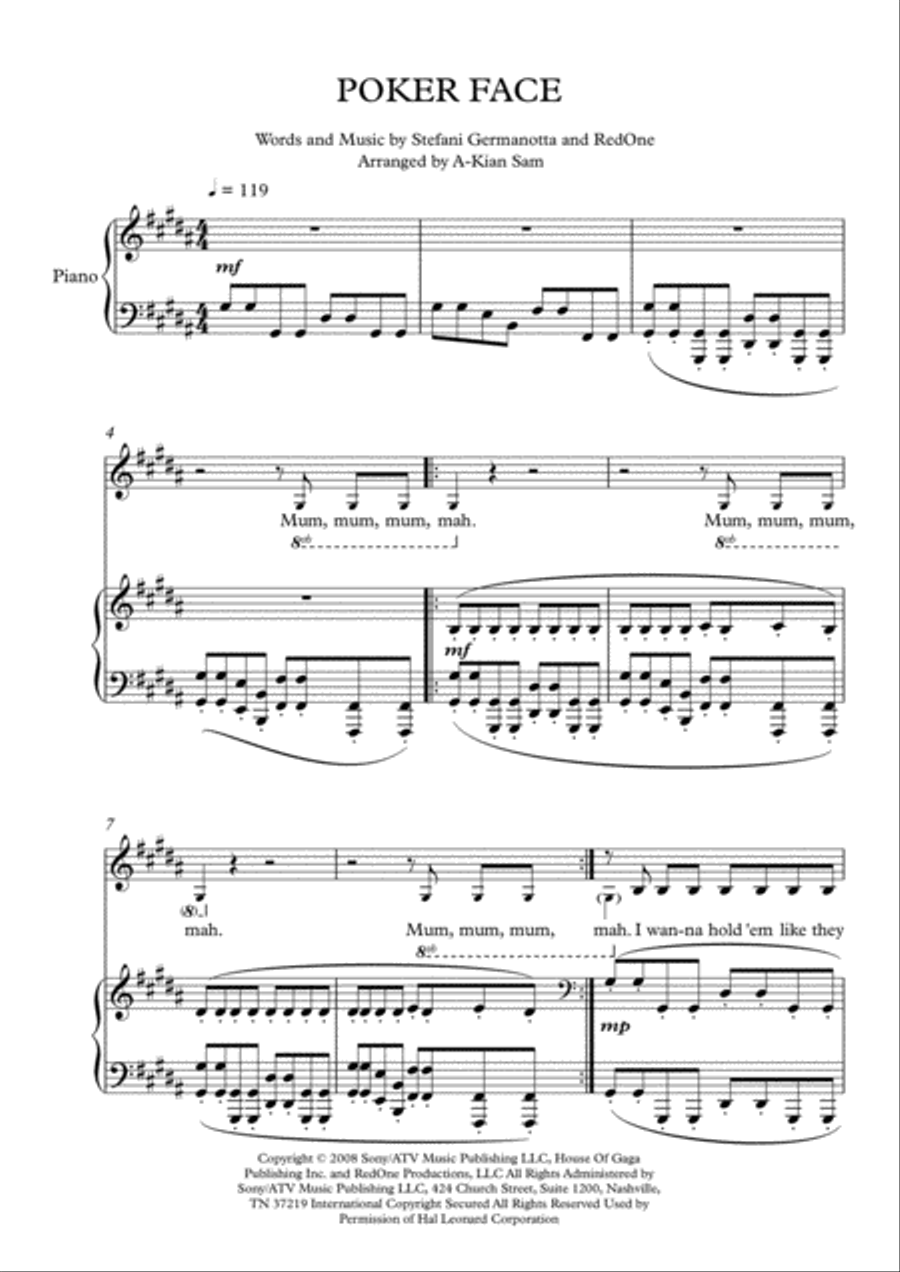 Poker Face Voice scores gallery preview page 2