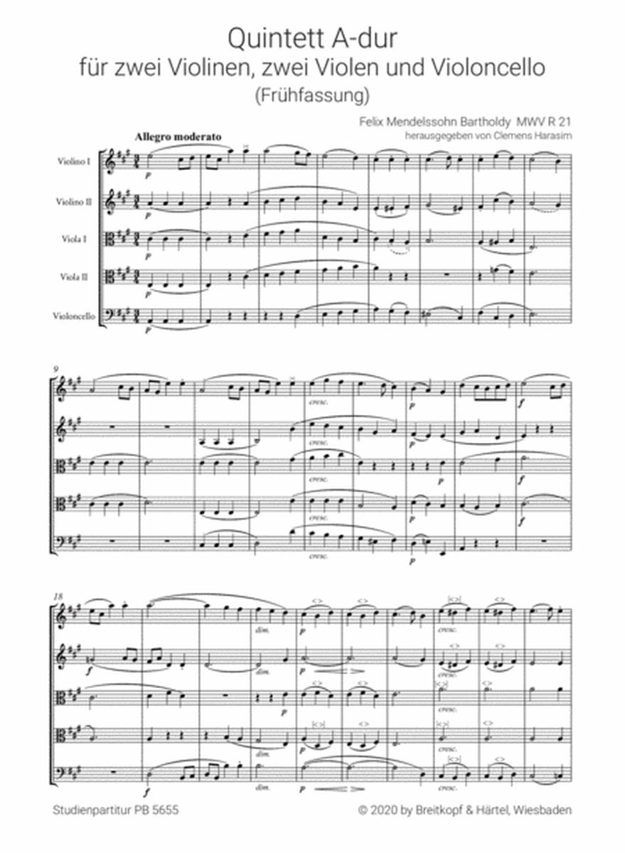 String Quintets Op. 18 MWV R 21, [Op. 87] MWV R 33