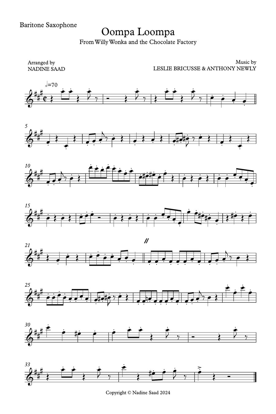 Oompa-Loompa-Doompadee-Doo Concert Band scores gallery preview page 6