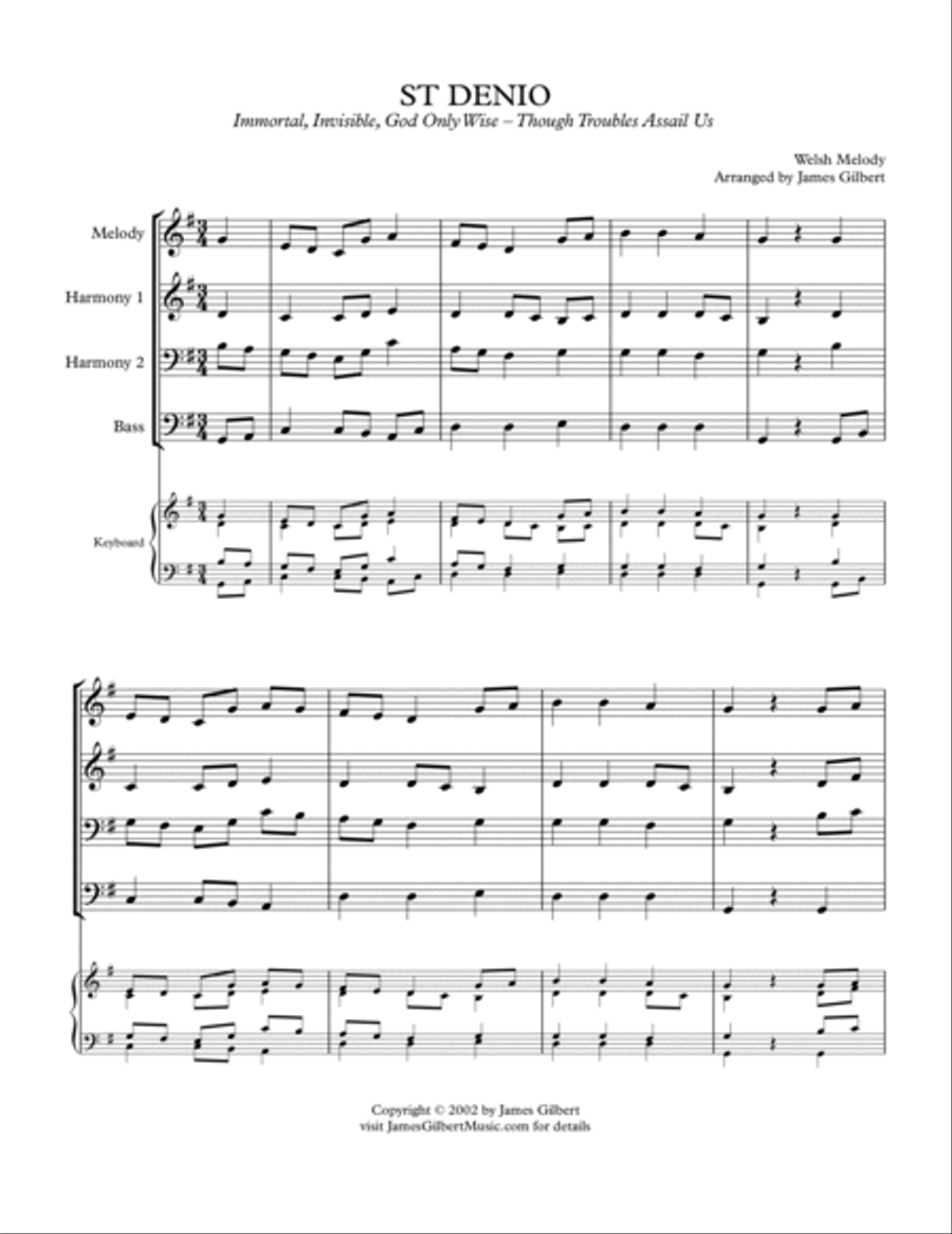 ST DENIO (Immortal Invisible God Only Wise) Small Ensemble scores gallery preview page 2