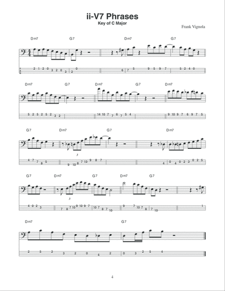 120 2-bar ii-V Riffs for Bass