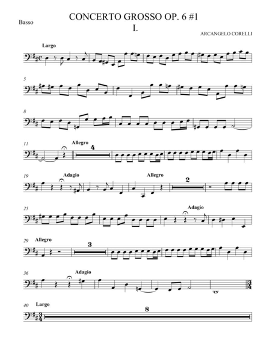 Concerto Grosso Op. 6 #1 Movement I String Orchestra scores gallery preview page 1