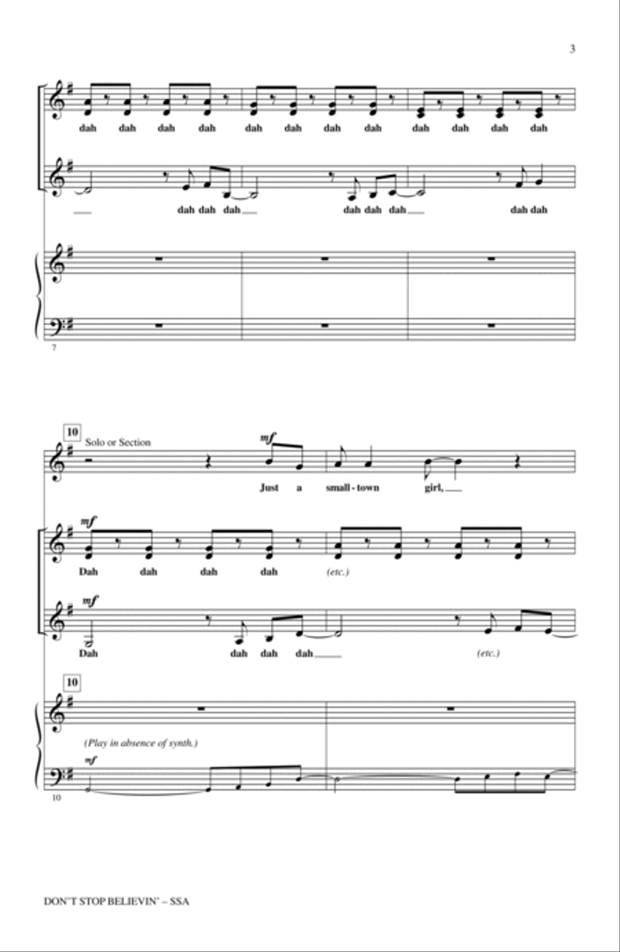 Don't Stop Believin' SSA scores gallery preview page 2