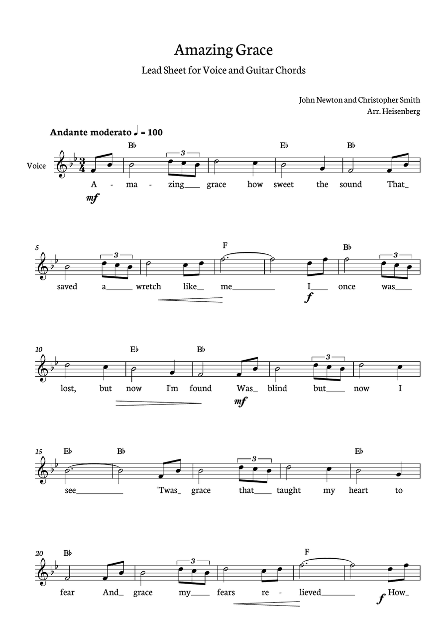 Amazing Grace Guitar scores gallery preview page 1