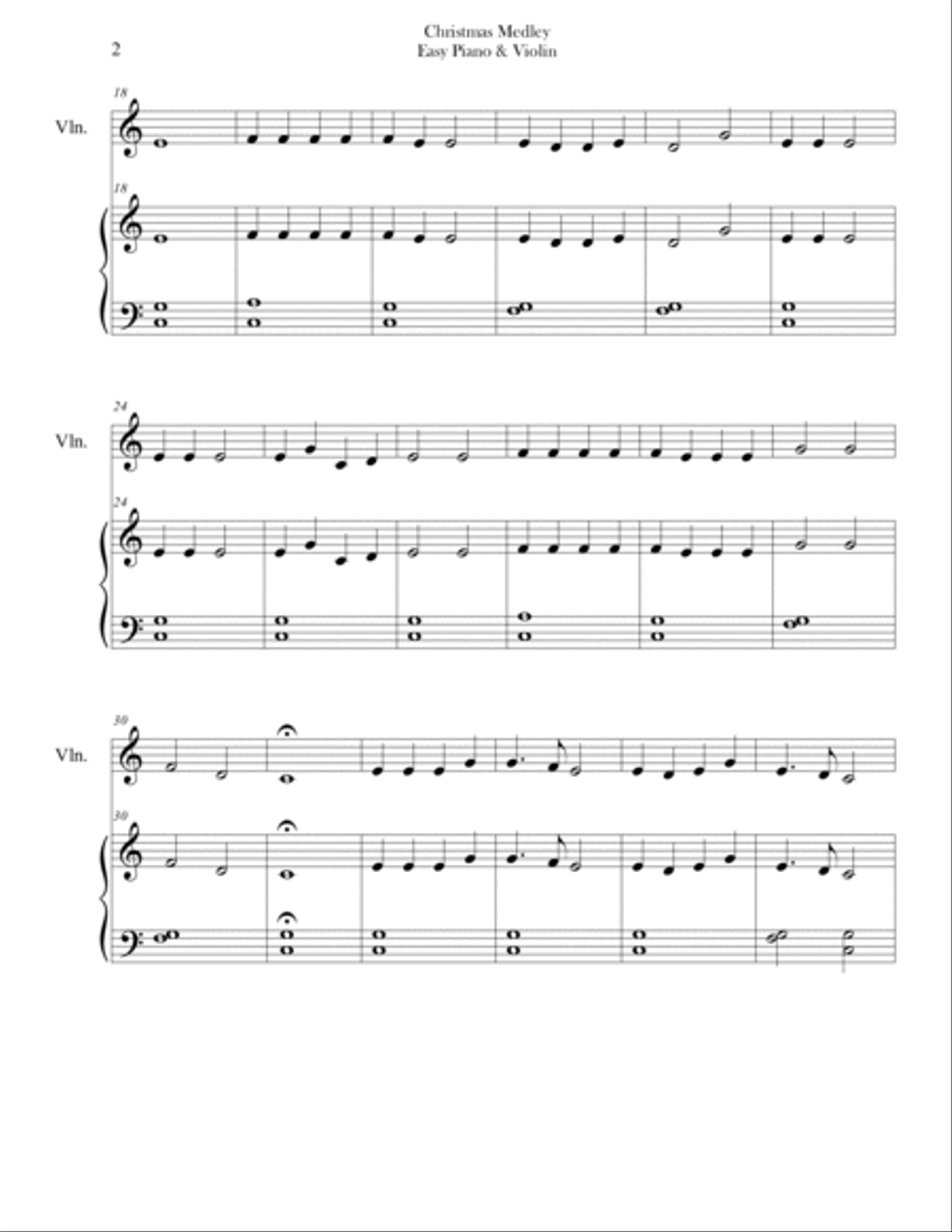 Christmas Medley (Easy Piano and Violin) Violin Solo scores gallery preview page 2