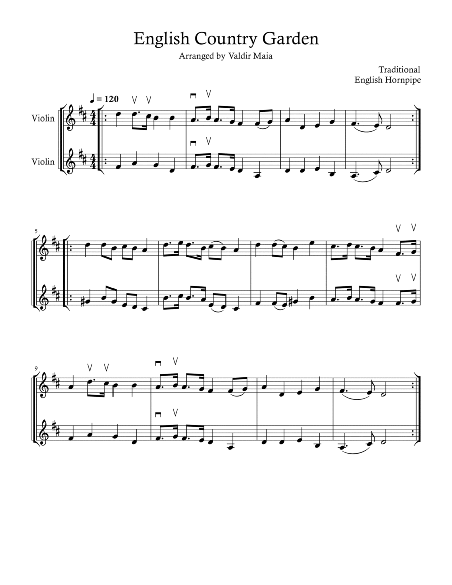 English Country Garden - Violin Duo String Duet scores gallery preview page 1
