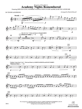 Academy Nights Remembered (The Music of Diane Warren): B-flat Tenor Saxophone