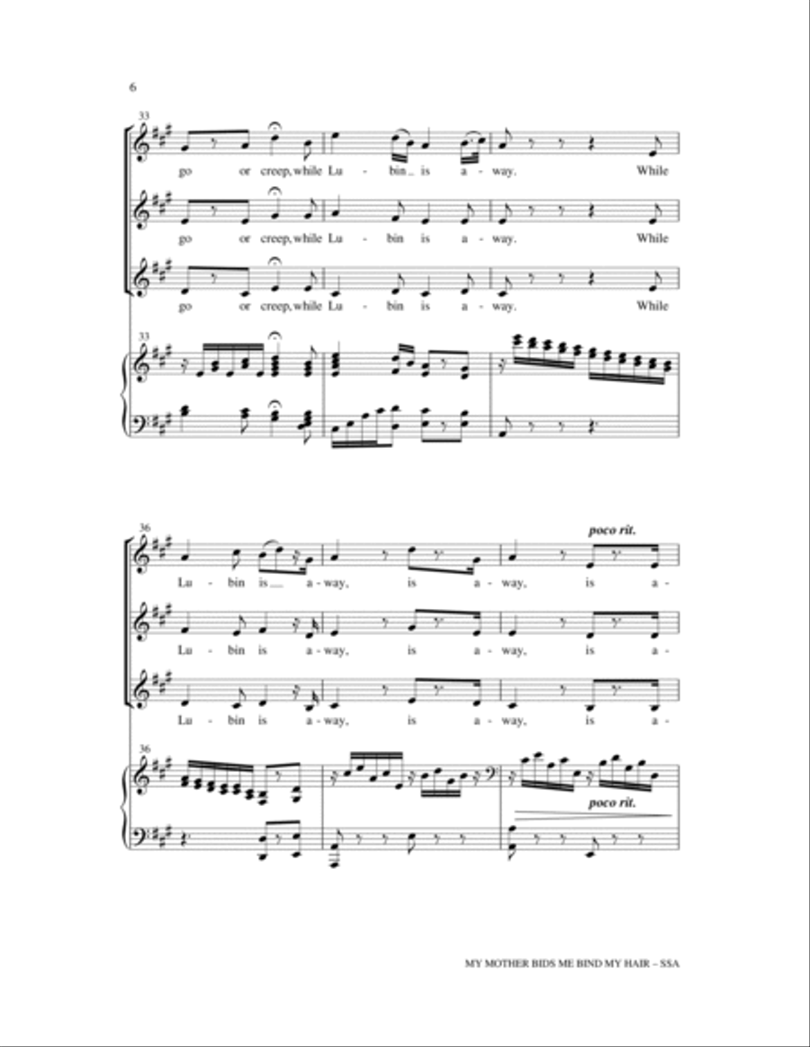 My Mother Bids Me Bind My Hair SSA scores gallery preview page 6
