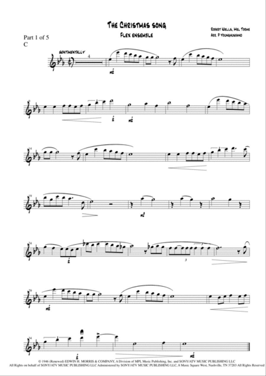 The Christmas Song (chestnuts Roasting On An Open Fire) Bass Clarinet scores gallery preview page 5