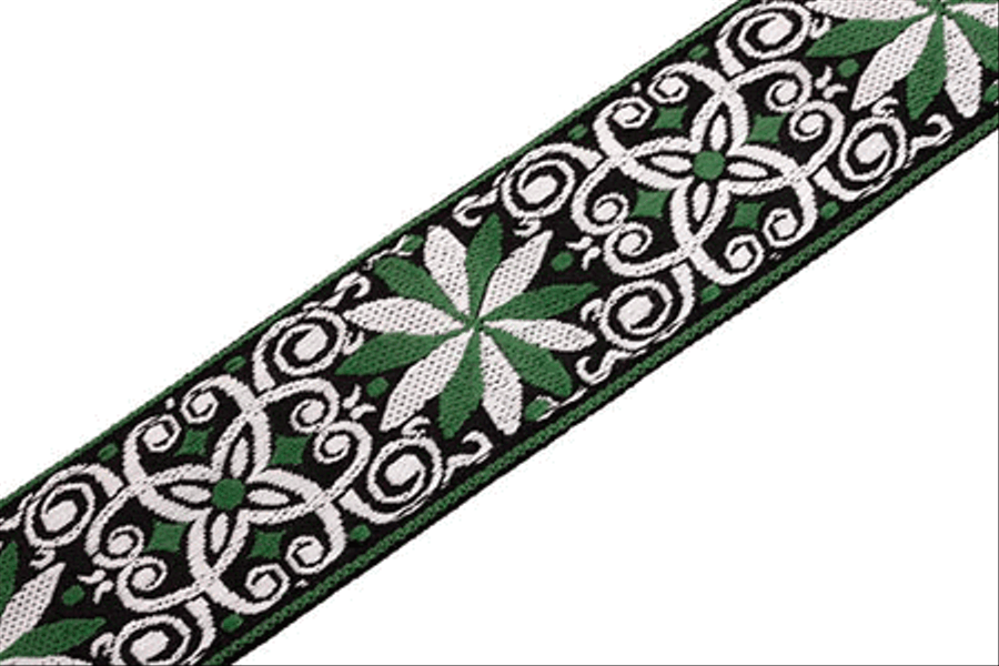 '60s Hootenanny Jacquard Weave Guitar Strap – Floral Green Musical Instruments scores gallery preview page 3