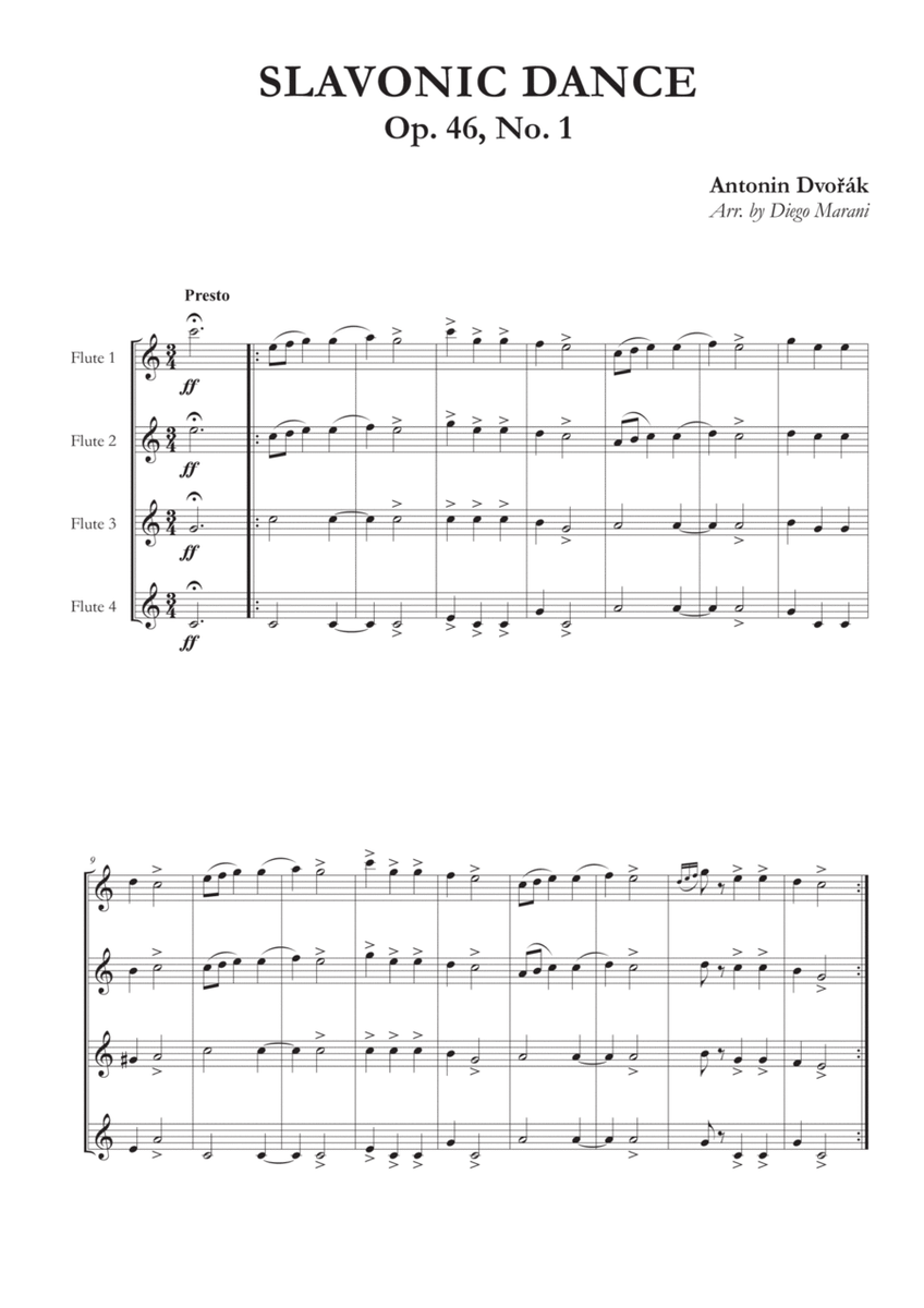 Slavonic Dance Op. 46, No. 1 for Flute Quartet image number null