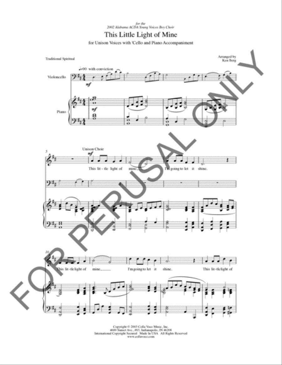 This Little Light Of Mine Unison Choir scores gallery preview page 2